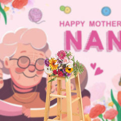 Lofaris Color Floral Family Heart Happy Mothers Day Backdrop