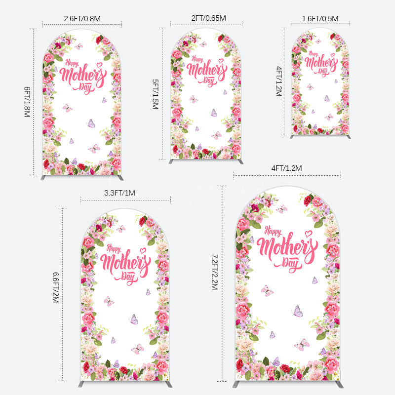 Lofaris Color Floral Spring Happy Mothers Day Arch Backdrop