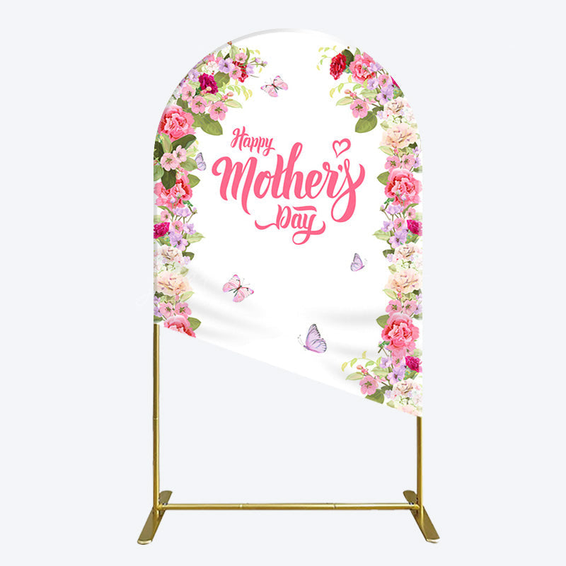 Lofaris Color Floral Spring Happy Mothers Day Arch Backdrop