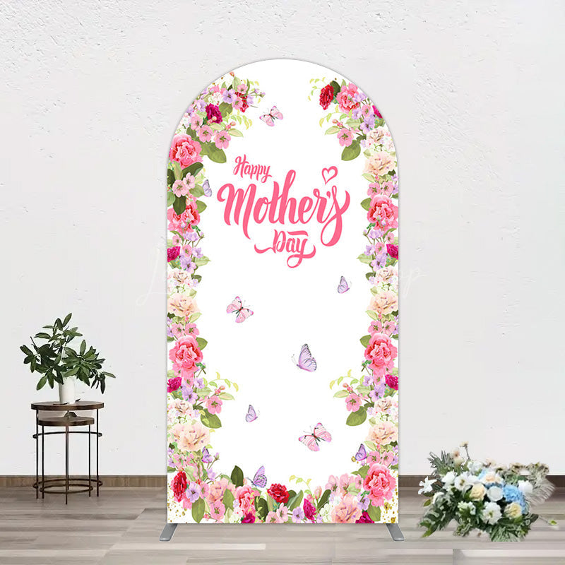 Lofaris Color Floral Spring Happy Mothers Day Arch Backdrop