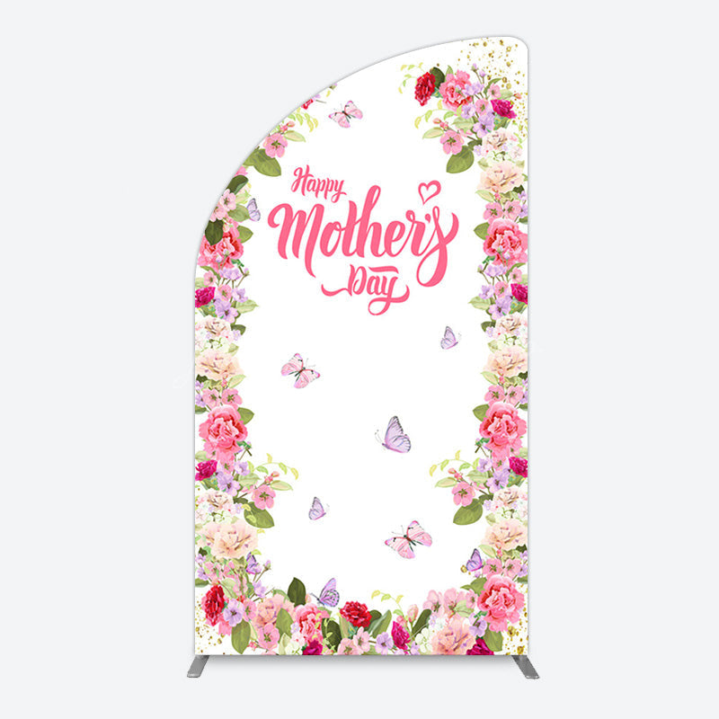 Lofaris Color Floral Spring Happy Mothers Day Half Moon Arch Backdrop