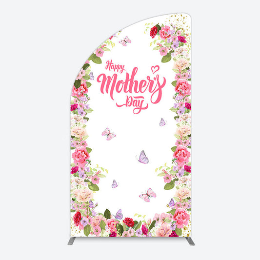Lofaris Color Floral Spring Happy Mothers Day Half Moon Arch Backdrop