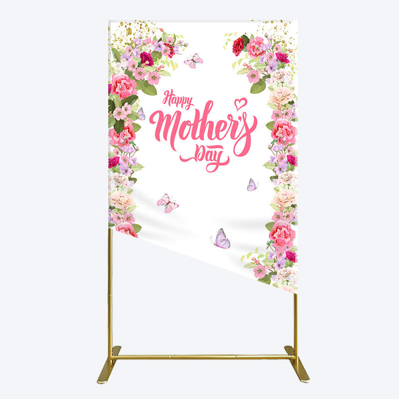 Lofaris Color Floral Spring Happy Mothers Day Rectangle Backdrop