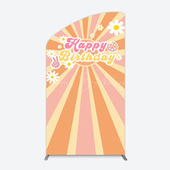 Lofaris Color Groovy Sun Daisy Happy Birthday Arch Backdrop
