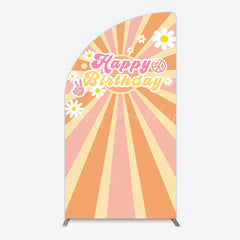 Lofaris Color Groovy Sun Daisy Happy Birthday Arch Backdrop