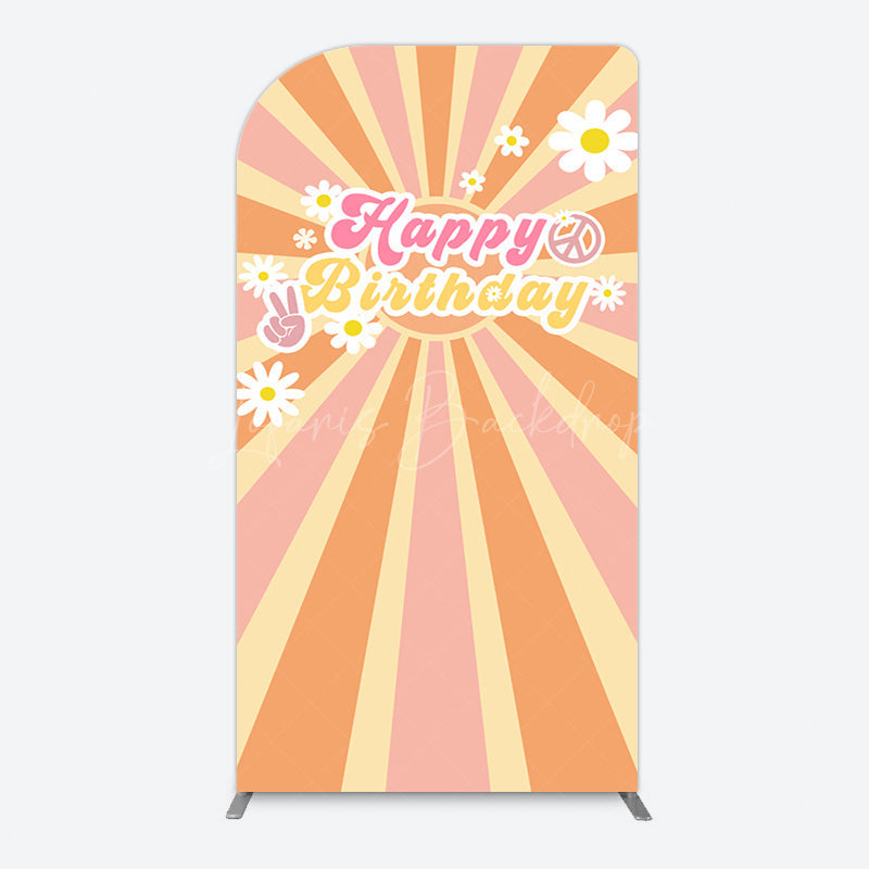 Lofaris Color Groovy Sun Daisy Happy Birthday Arch Backdrop