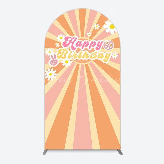 Lofaris Color Groovy Sun Daisy Happy Birthday Arch Backdrop