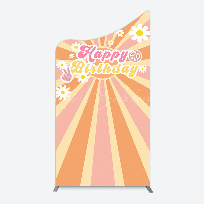Lofaris Color Groovy Sun Daisy Happy Birthday Arch Backdrop