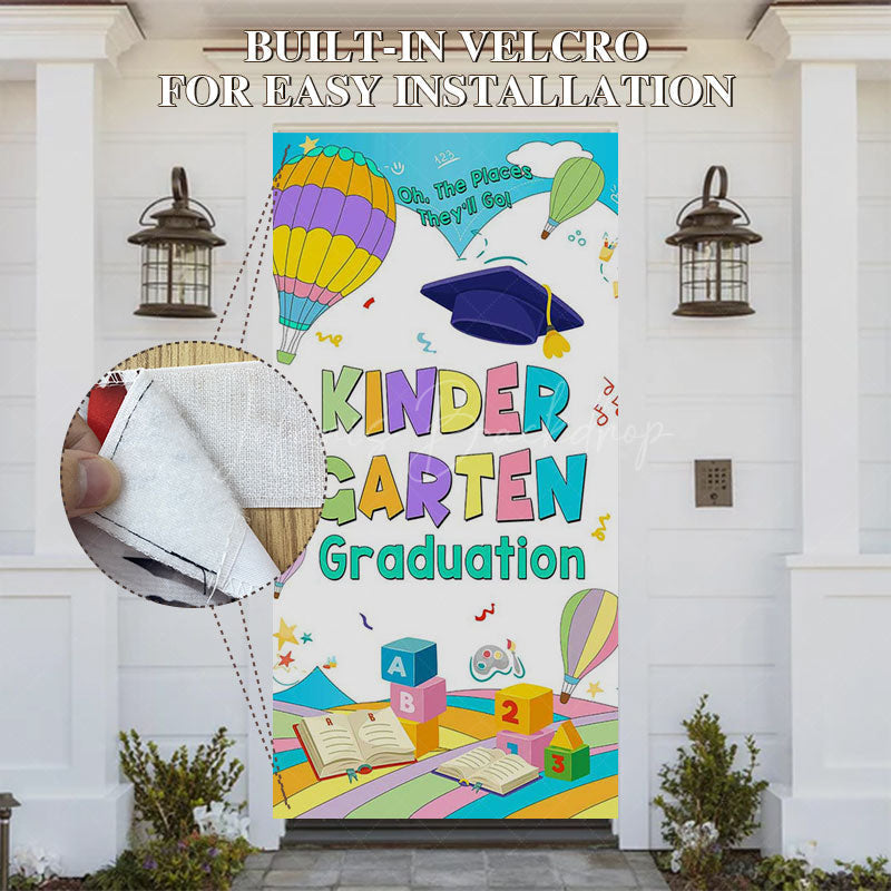 Lofaris Color Hot Air Balloon Kindergarten Grad Door Cover