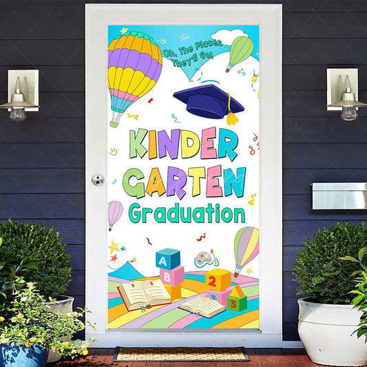 Lofaris Color Hot Air Balloon Kindergarten Grad Door Cover