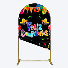 Lofaris Color Mexican Carnival Happy Birthday Arch Backdrop