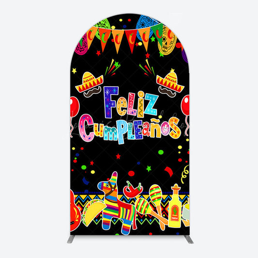 Lofaris Color Mexican Carnival Happy Birthday Arch Backdrop