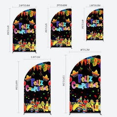 Lofaris Color Mexican Carnival Happy Birthday Half Moon Arch Backdrop