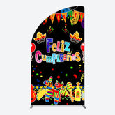 Lofaris Color Mexican Carnival Happy Birthday Half Moon Arch Backdrop