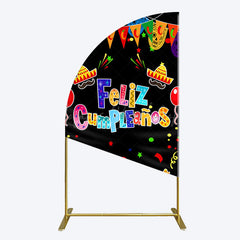 Lofaris Color Mexican Carnival Happy Birthday Half Moon Arch Backdrop