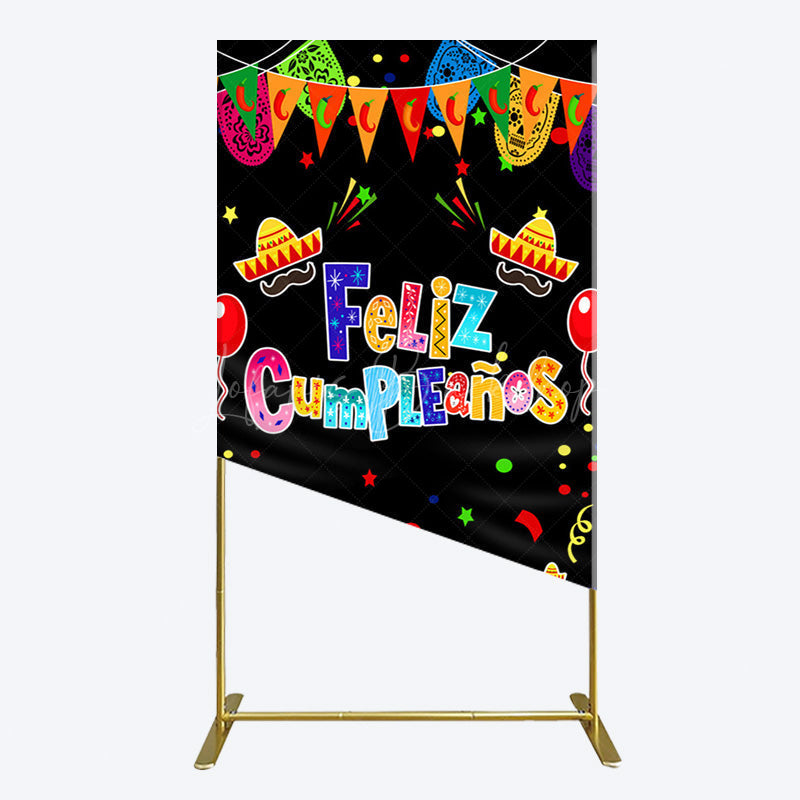 Lofaris Color Mexican Carnival Happy Birthday Rectangle Backdrop