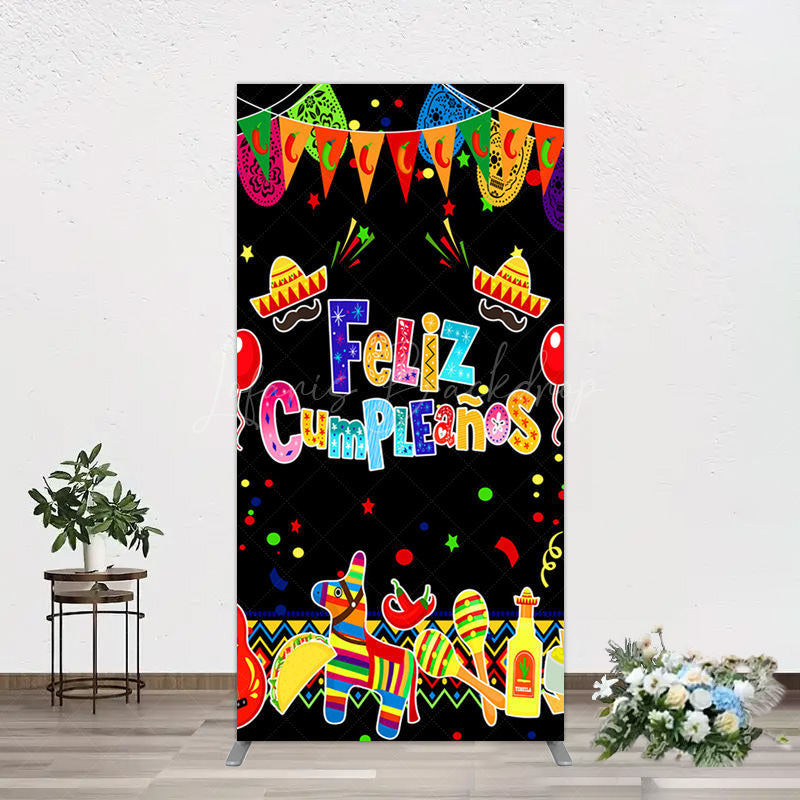 Lofaris Color Mexican Carnival Happy Birthday Rectangle Backdrop