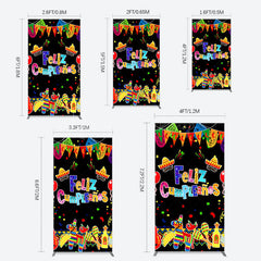 Lofaris Color Mexican Carnival Happy Birthday Rectangle Backdrop
