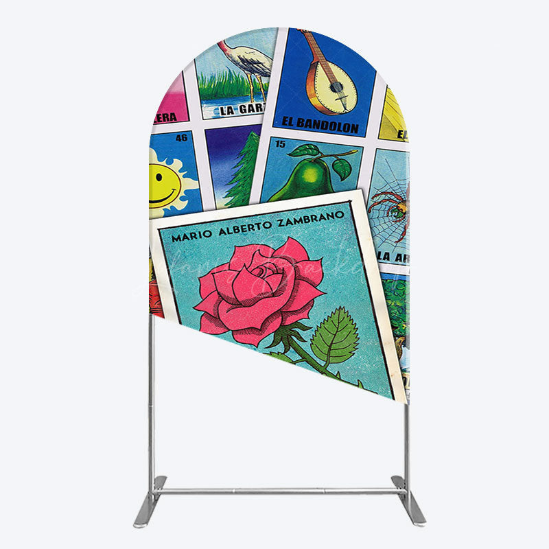 Lofaris Color Mexican Lottery Card Birthday Arch Backdrop