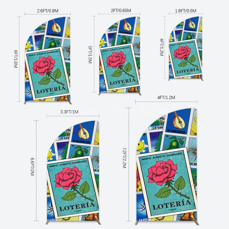 Lofaris Color Mexican Lottery Card Birthday Half Moon Arch Backdrop