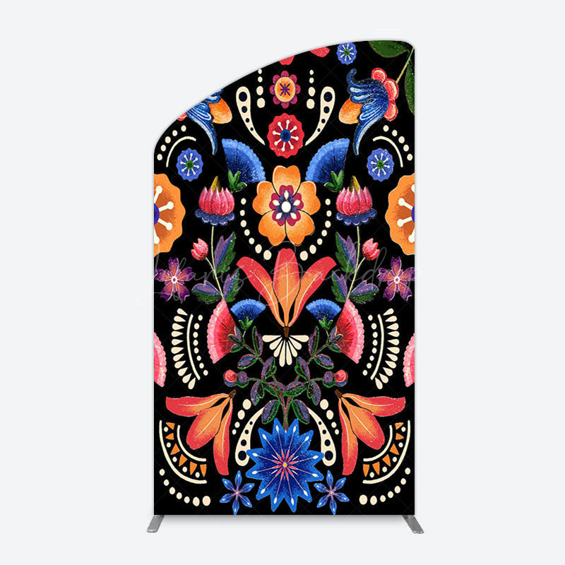 Lofaris Color Mexican National Floral Birthday Arch Backdrop
