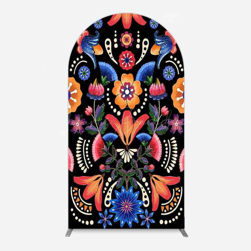 Lofaris Color Mexican National Floral Birthday Arch Backdrop