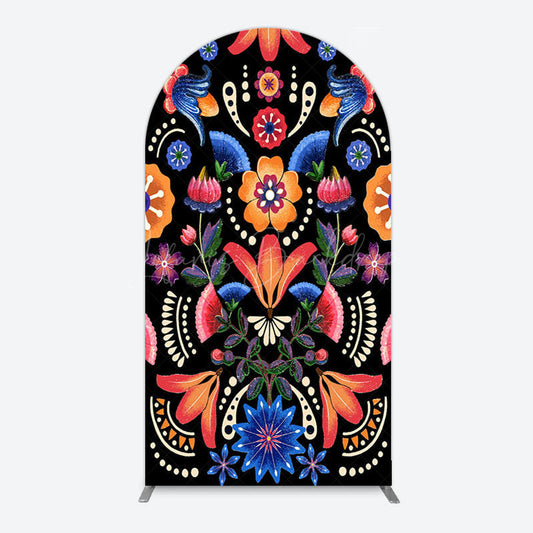 Lofaris Color Mexican National Floral Birthday Arch Backdrop