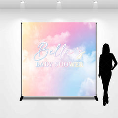 Lofaris Color Rainbow Clouds Custom Name Baby Shower Backdrop