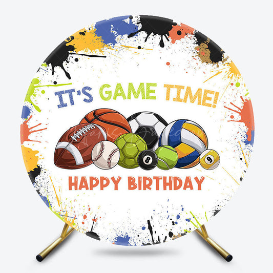 Lofaris Color Splash Painting Balls Round Birthday Backdrop