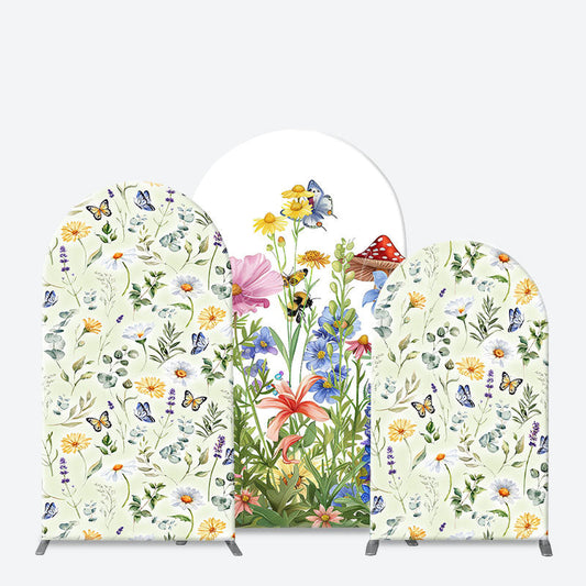 Lofaris Color Spring Floral Butterfly Birthday Arch Backdrop