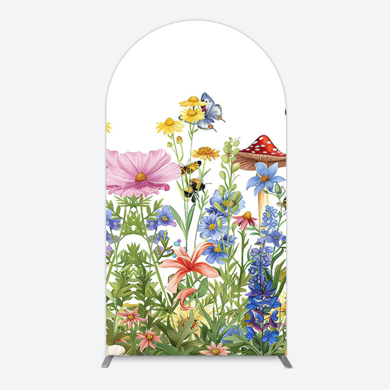 Lofaris Color Spring Floral Butterfly Birthday Arch Backdrop