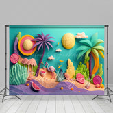 Lofaris Color Summer Fun Sand Trees Cake Smash Photo Backdrop