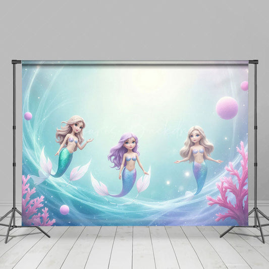 Lofaris Color Undersea Coral Mermaid Cake Smash Backdrop