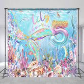 Lofaris Color Undersea Mermaid Custom 5th Birthday Backdrop