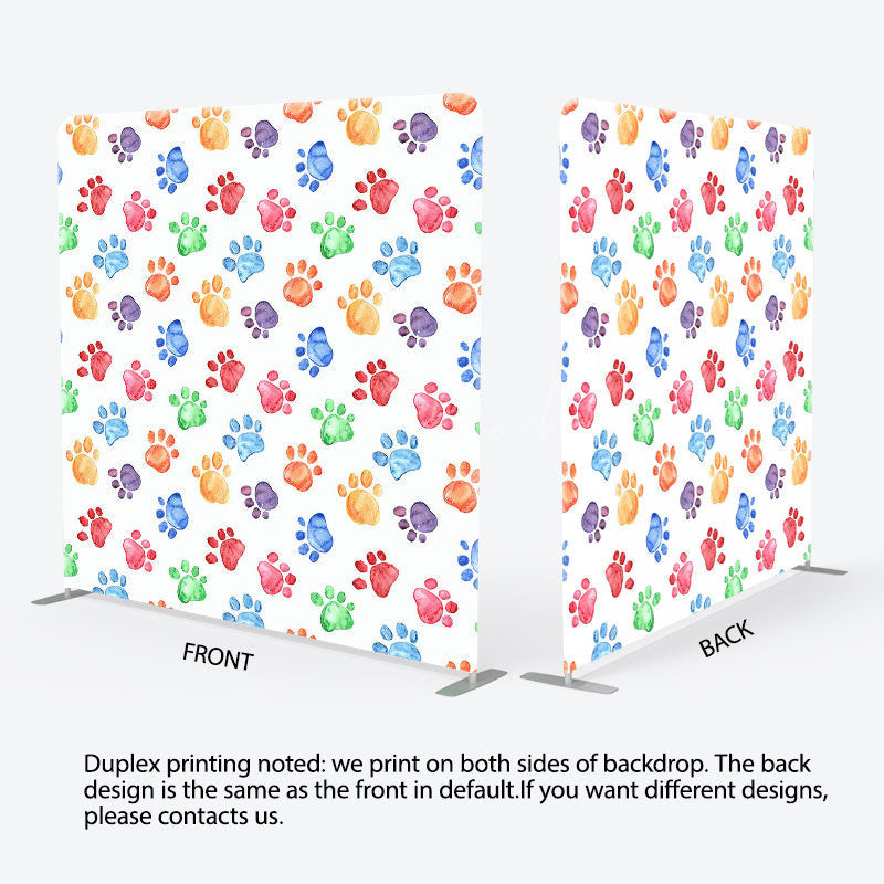 Lofaris Color Watercolor Pet Paw Print Square Tension Backdrop