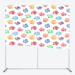 Lofaris Color Watercolor Pet Paw Print Square Tension Backdrop