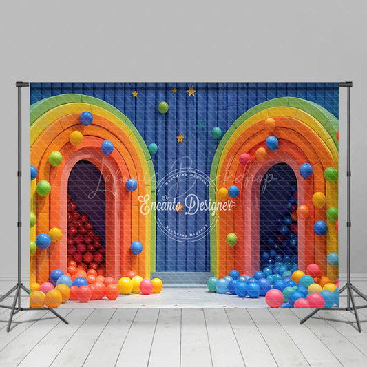 Lofaris Colored Balls Blue Arch Wall Cake Smash Backdrop