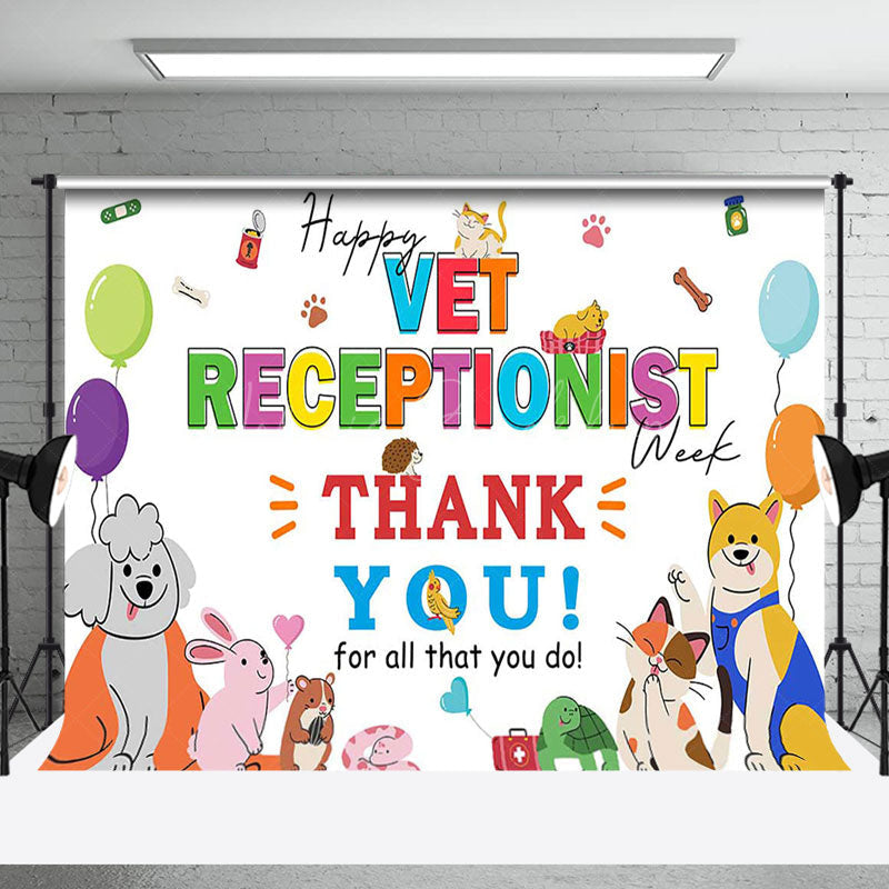 Lofaris Colored Happy Vet Receptionist Thank You Backdrop