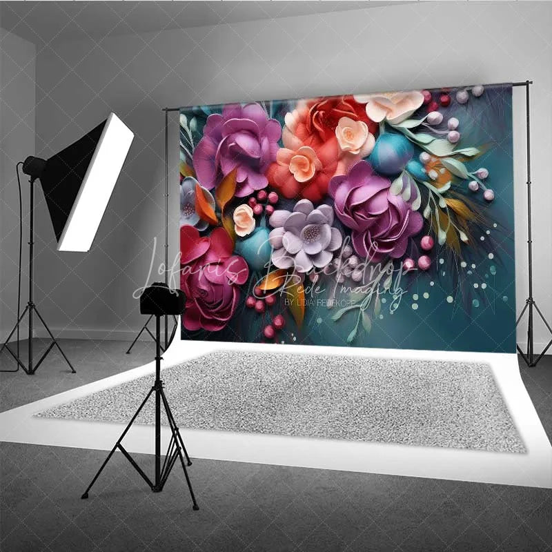 Lofaris Colorful 3D Floral Photography Backdrop Vibrant Spring Flower Bloom Photo Background Garden Nature Art Booth Prop