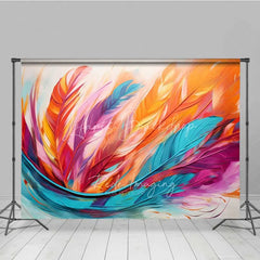 Lofaris Colorful Abstract Feather Photography Backdrop Orange Pink Teal Texture Photo Background Modern Art Swirl Booth Prop