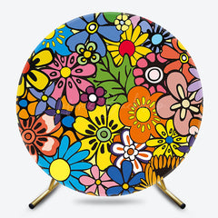 Lofaris Colorful Abstract Floral Round Birthday Backdrop