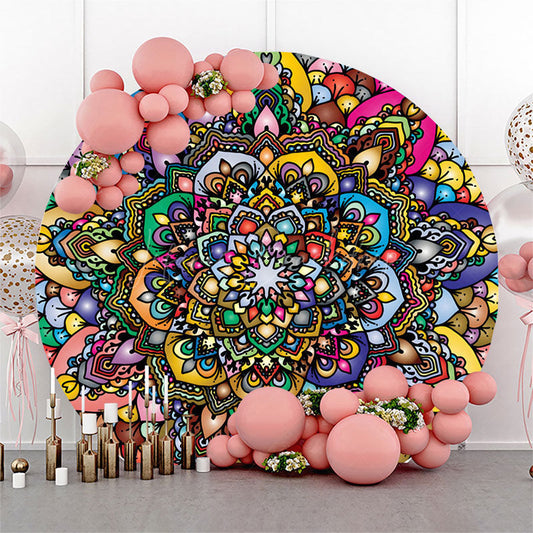Lofaris Colorful Abstract Mandala Round Ethiopian Backdrop