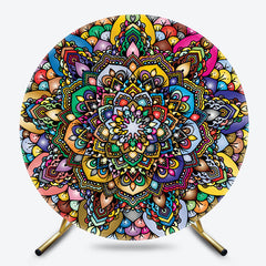 Lofaris Colorful Abstract Mandala Round Ethiopian Backdrop