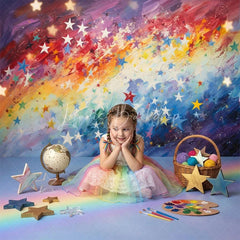 Lofaris Colorful Abstract Rainbow Stars Combo Set Backdrop Paint Strokes for Birthday Party Photo Shoot