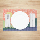 Lofaris Colorful Abstract Sun Placemats Set of 4 with Pink Green and Purple for Modern Boho Kitchen Decor