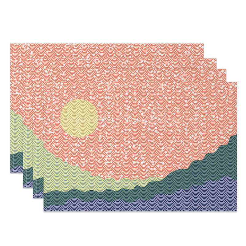 Lofaris Colorful Abstract Sun Placemats Set of 4 with Pink Green and Purple for Modern Boho Kitchen Decor