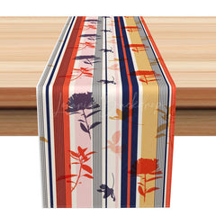 Lofaris Colorful Abstract Table Runner with Stripes and Botanical Plants for Modern Artistic Dining