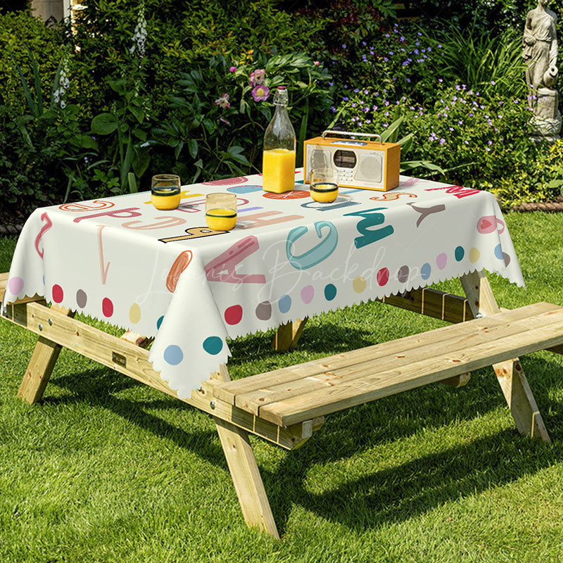 Lofaris Colorful Alphabet Rectangle Tablecloth For Kids