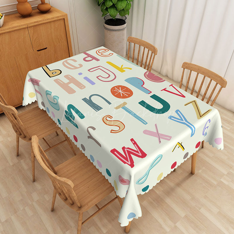 Lofaris Colorful Alphabet Rectangle Tablecloth For Kids