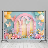 Lofaris Colorful Arch Floral Balloons Fine Art Photo Backdrop